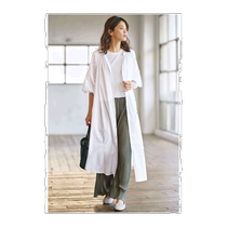 (Direct mail from Japan) GeeRA cotton sleeve rolled shirt dress (off-white)