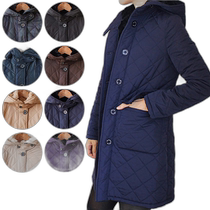 Japan direct mail Pompadour quilted coat PD003 womens coat long medium hooded plaid cardigan