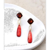 Japanese direct mail Three Four Time womens sparkling colorful gemstone drop-shaped earrings 85480020