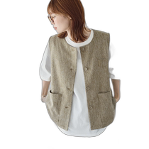 Japanese direct mail unclip womens linen style round neck vest UCETO0724002
