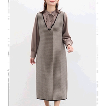 Japan Direct Mail Honeys Lady V Neckline of Thousand Birds Plaid Dress Light Dress Light Fashion Design for Lean Shade