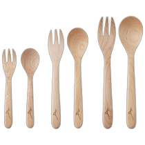 Japanese direct mail MIZUNO wooden tableware set 1 large medium and small spoon 1 large medium and small fork 1 baseball drill