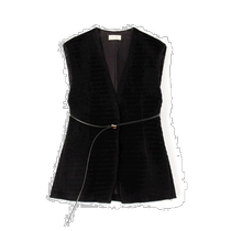 Japan direct mail DES PRES womens V-neck alpaca wool vest with leather belt comfortable light and warm 220