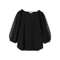 Japanese direct mail earth musicecology womens transparent plaid sleeve sweatshirt 1N41L1C0100