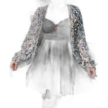 Japan direct mail TeddyShop womens bow strap one-piece swimsuit and 2 pieces of long-sleeved flower handle shawl