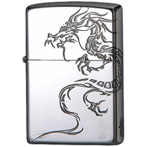 (JAPAN DIRECT MAIL) ZIPPOs treasure lighter silver x black 2 faces continuous dragon vein engraving 2SI-DR2