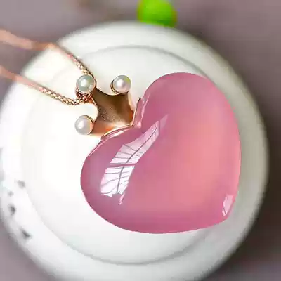 Xiaoya jewelry trick peach blossom natural pink crystal pendant crystal necklace female star light ice water drop heart-shaped hibiscus Stone