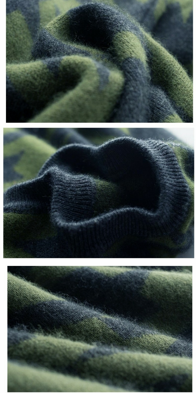 Người thừa kế Li Minzhen Jin Sang với ngôi sao Áo len cổ tròn màu xanh lá cây Houndstooth áo lót nam