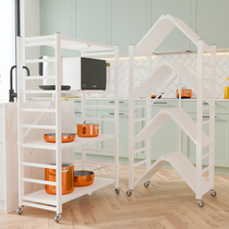 Kitchen Nip-sewn shelving with floor multilayer Multi-functional discharge pan with storage rack microwave shelf Home storage racks