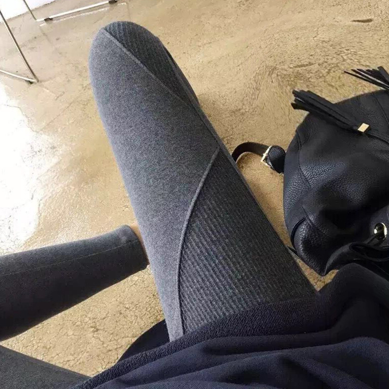 High waist hips punch female autumn and winter heating thread thin pants pencil pants can be worn