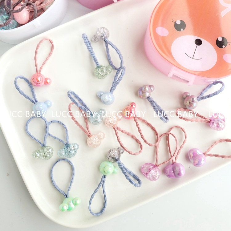 2021 summer rubber band ice crack beads cartoon animals do not hurt hair Korean version hair circle hair circle girl tie head rope