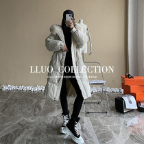 Clearance Picking up the fox fur collar 90 big velvet waist drawstring down jacket women slim hooded jacket winter