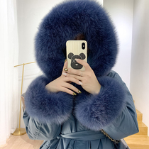 Clearance pick-up leak anti-season sale~white down jacket womens long Korean real fox hair hooded jacket winter