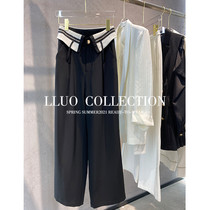 Clearance and leaks customer supply 100 の triacetic acid hit color waist casual pants ladies commuter wide-leg trousers summer