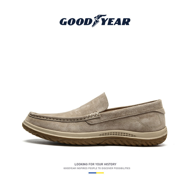 Goodyear men's shoes autumn and winter 2022 new driving leather shoes slip-on shoes men's casual beanie shoes men