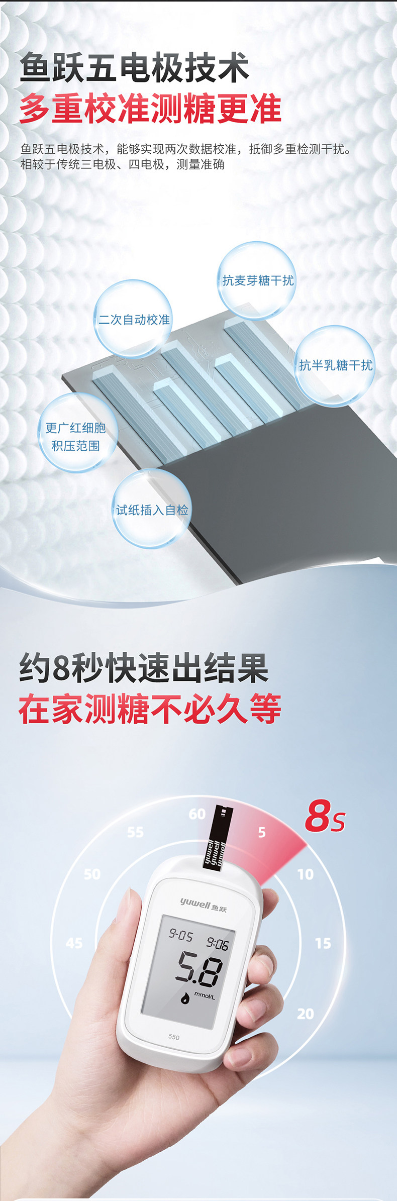 鱼跃 550血糖测试仪 含耗材50次 图6