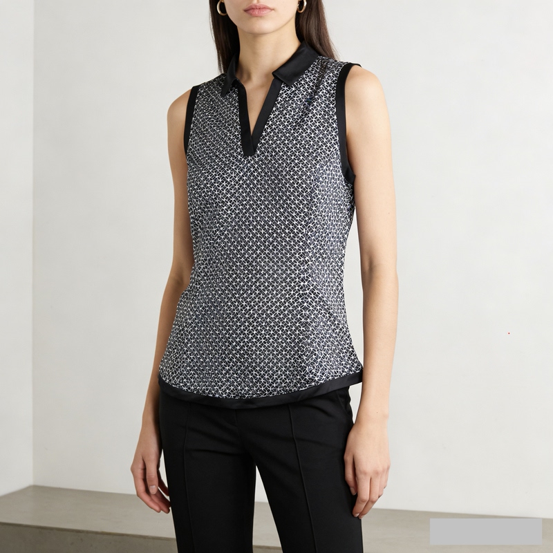 60981 Us Order Uv50 Sun Protection Quick-Drying Breathable Pullover Lapel Printed Golf Sports Casual Vest