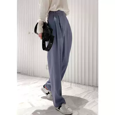 Iacoo 2021 spring and summer new imported strong twist thin wide leg straight Harren pants pants women