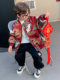Boys' Chinese-Style New Year Outfit for Autumn and Winter, New Chinese Style 2026 Padded Jacket, Winter Children's New Year Tang Suit