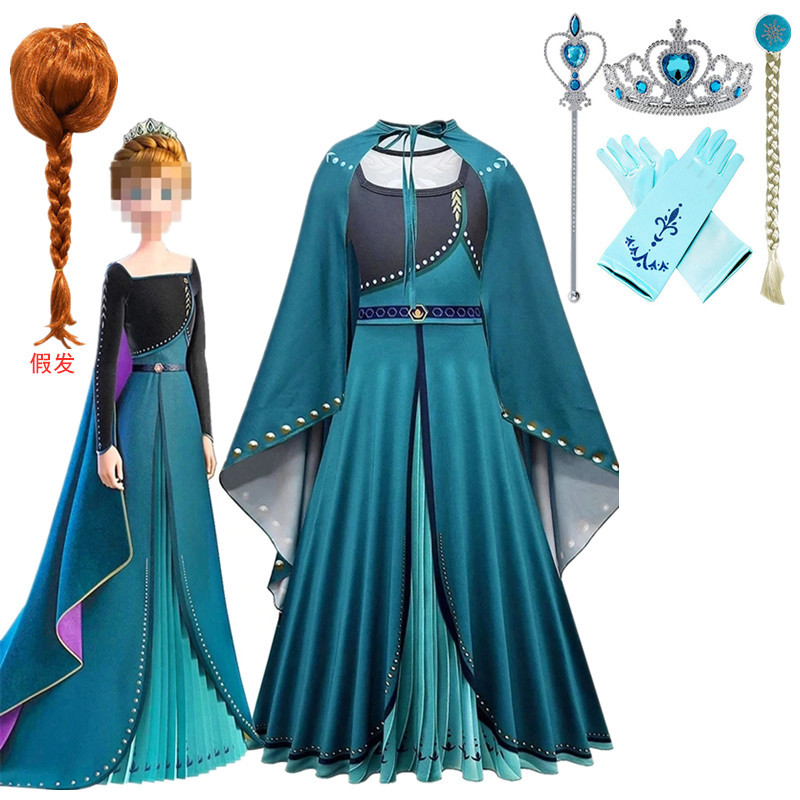 Frozen 2 Elsa Anna Children's Children's Day Halloween Princess Dress Authentic Coronation Dress Long Skirt