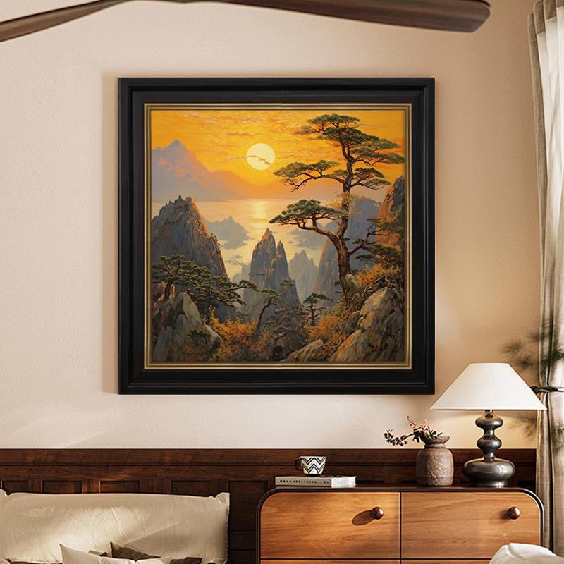 Sunrise in the East, Vintage Style Pure Hand-Painted Oil Painting, Decorative Painting for Living Room Entrance, Grand Hanging Painting with a High-End Feel, Wall Art
