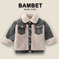Italy Bambet girls denim coat plus velvet autumn winter wear 2021 new children autumn dress thick top