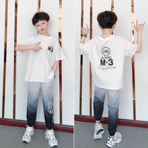 Italian childrens suit foreign boy 2021 sports summer dress middle child handsome fashion 10-15 year old childrens clothing