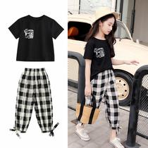 Italian Bambet girls  suit New Western style middle and large childrens summer clothes Childrens little girl fashionable two-piece suit