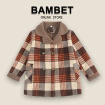 Italy Bambet girl coat autumn winter clothing 2021 New thick woolen childrens clothing medium long tweed coat