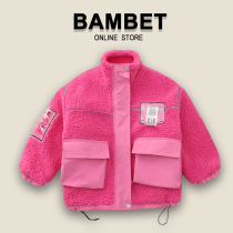 Bambet girls Lamb hair coat autumn winter clothes 2021 new childrens foreign style coat little girl sweater
