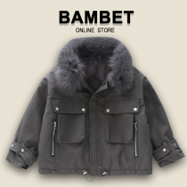Italian Bambet girls leather jacket 2021 New Fashion plus velvet fur winter parka spring and autumn