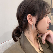 925 Silver Needle Flow Suearrings South Korea Temperament Superior Ear Nail Long silver earbuds with no earbuds