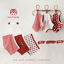 Girls Underpants Cotton Triangle New Year Little Girl Boxer Shorts Baby Middle and Big Children Year Children Ox Pants