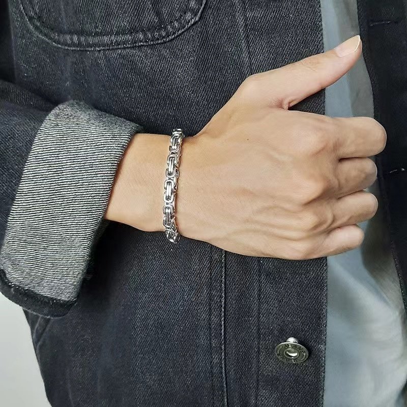 Bracelet in the Style of Gao Qiqiang from the Drama, Personalized Silver Titanium Steel Imperial Chain, Bold Men's Hip-Hop Dragon Bone Chain, Loop Chain
