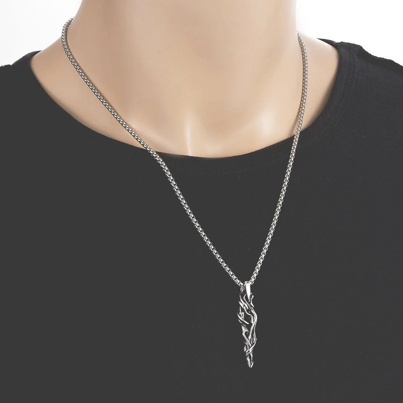 Original Titanium Steel Driftwood Necklace for Men, Cool and High-End, Trendy Brand for Boys, Niche Retro Design, Non-Fading