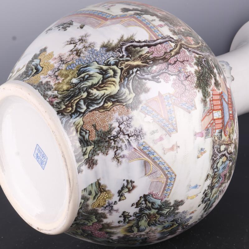 Antique Chinese porcelain floor home furnishing articles clear pastel prosperous flower grain vases, Antique curio collection