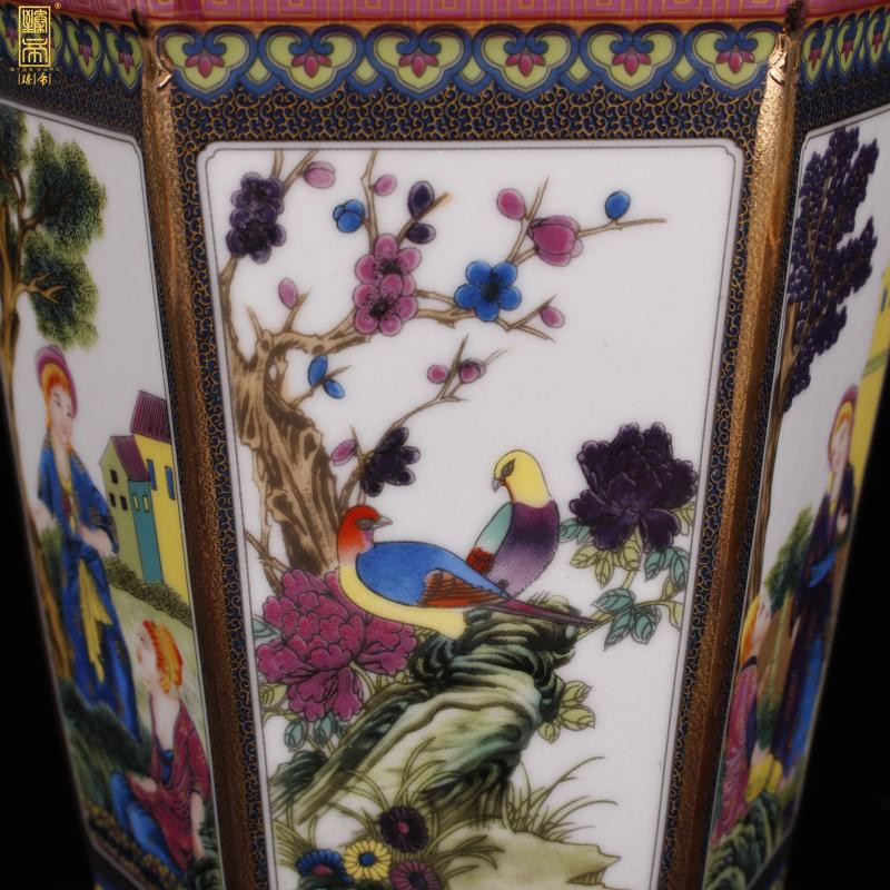 Chinese style classical imitation qianlong antique colored enamel porcelain vase home sitting room ark, furnishing articles of TV bar face