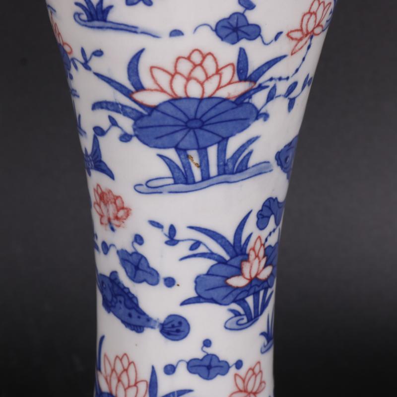 Blue and white lotus water - wave mei the qing qianlong bottle decals antique crafts porcelain household of Chinese style furnishing articles old goods collection