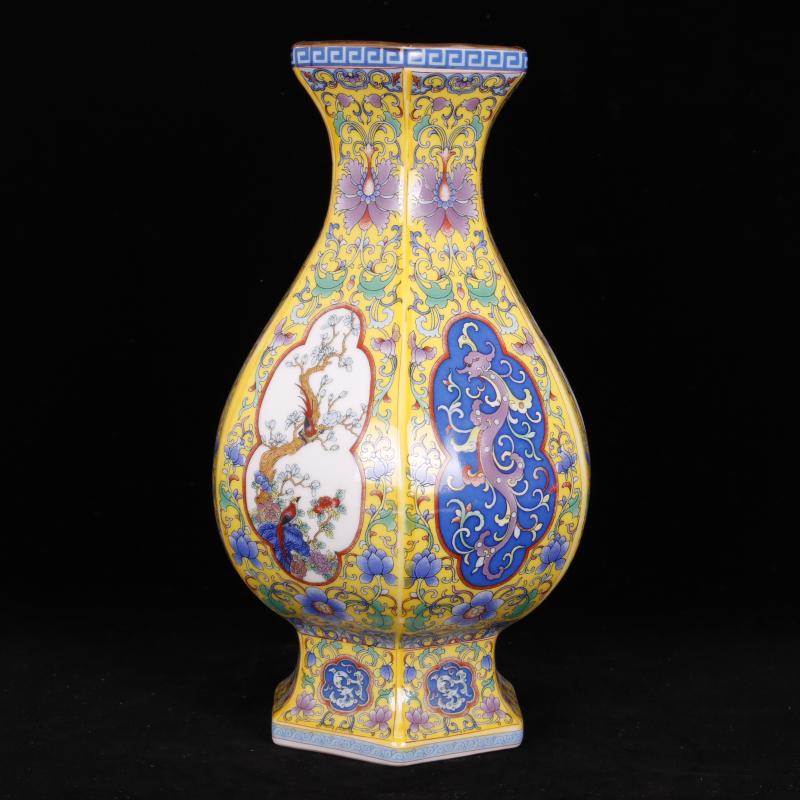 Jingdezhen imitation of the qing dynasty antique antique Chinese style restoring ancient ways the see colour enamel vase decoration handicraft furnishing articles collection