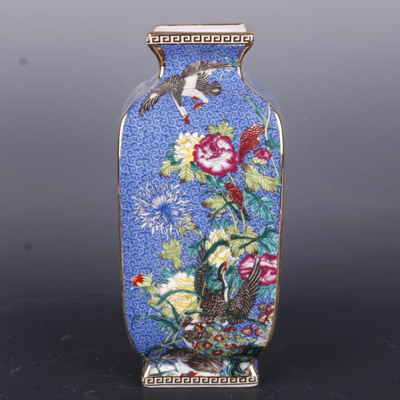 Package mail the qing qianlong see colour enamel painting of flowers and square vase antique porcelain household Chinese penjing collection process