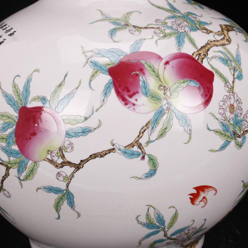 Jingdezhen pastel live nine peach design company store hotel archaize sitting room of Chinese style household of large vase