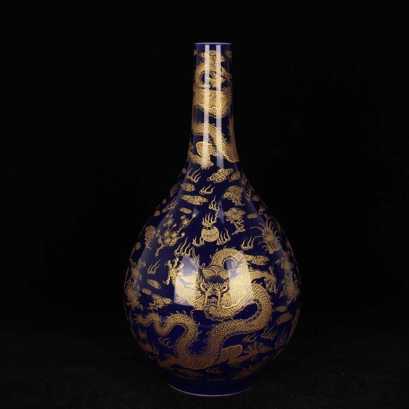 Archaize of jingdezhen porcelain kangxi sharply blue glaze glaze offering YunLongWen name plum bottle bottle inside Chinese style household furnishing articles