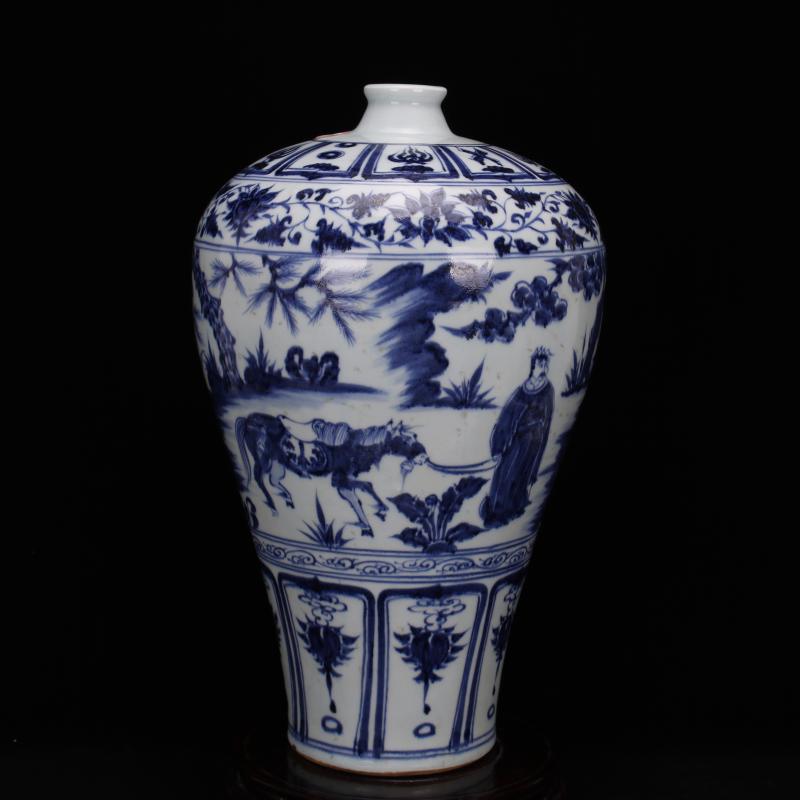 Jingdezhen ceramics yuan blue and white bottle up chasing Han Xinmei hand antique Chinese style household play antique furnishing articles