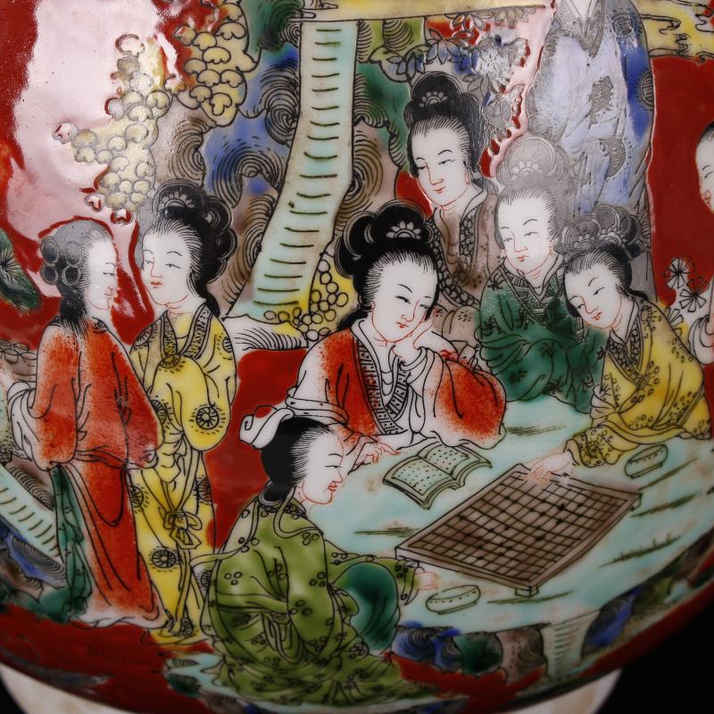 Jingdezhen ceramics imitation the qing kangxi with pastel deer head statute of the tube of antique reproduction antique furnishing articles of handicraft