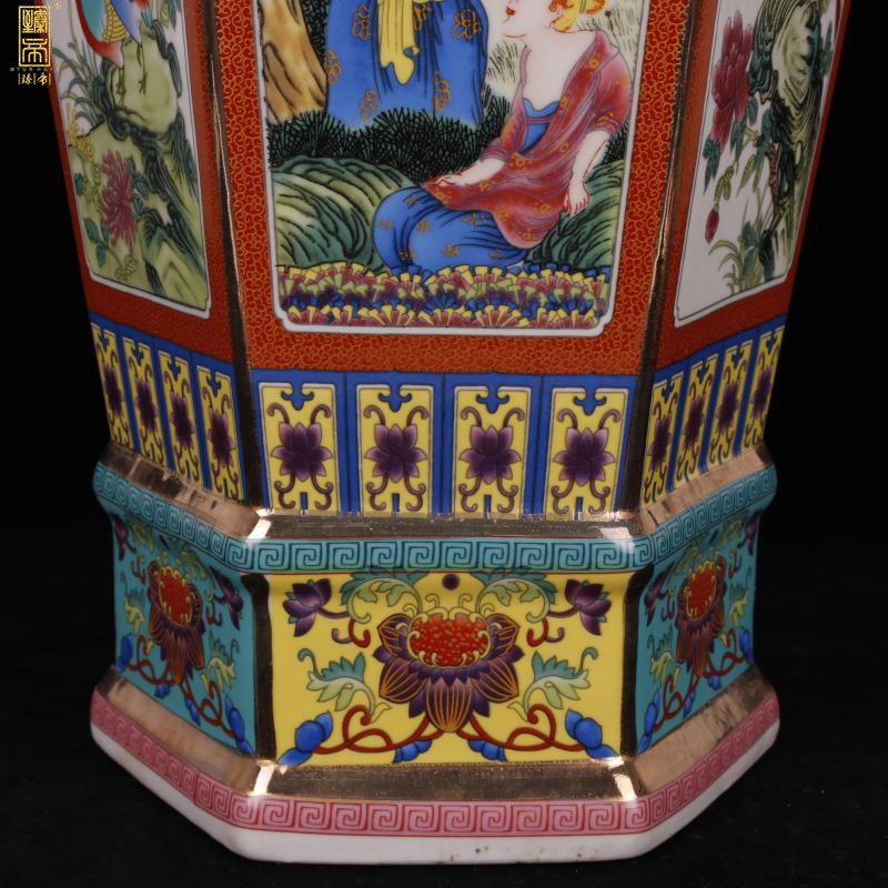 Jingdezhen colored enamel central Europe amorous feelings of large vase the six - party goddess of mercy bottle classical fine art vases, furnishing articles