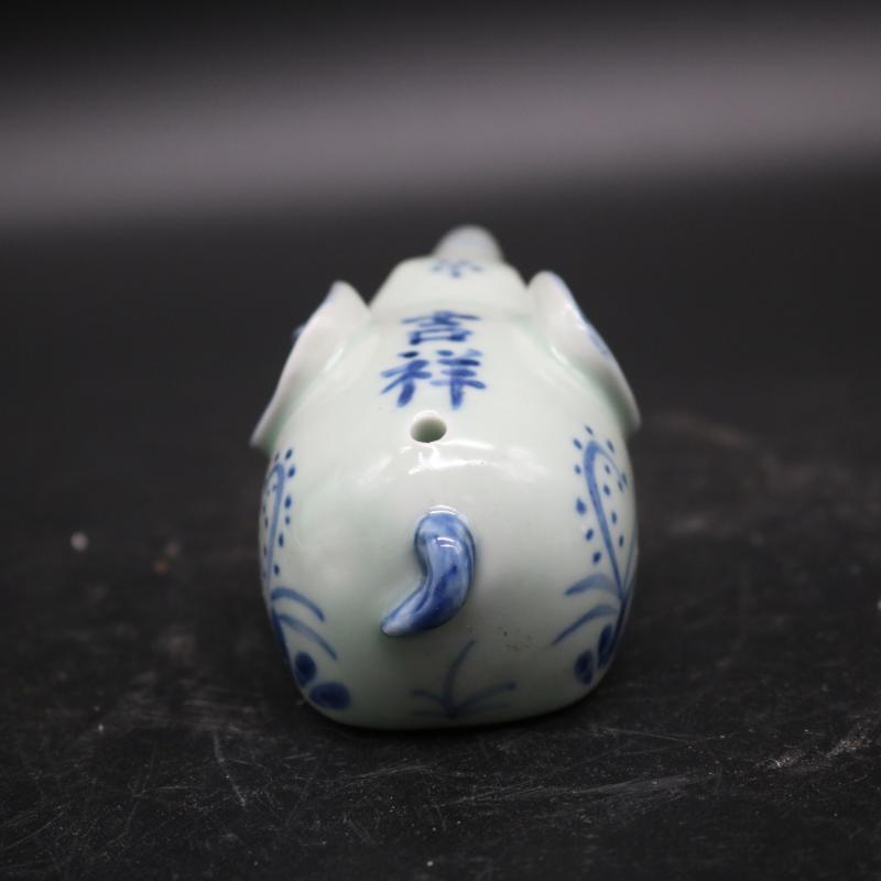 Hand made blue and white YanDi purse auspicious four sheep droplets calligraphy ink stone grinding ink ceramics crafts gifts