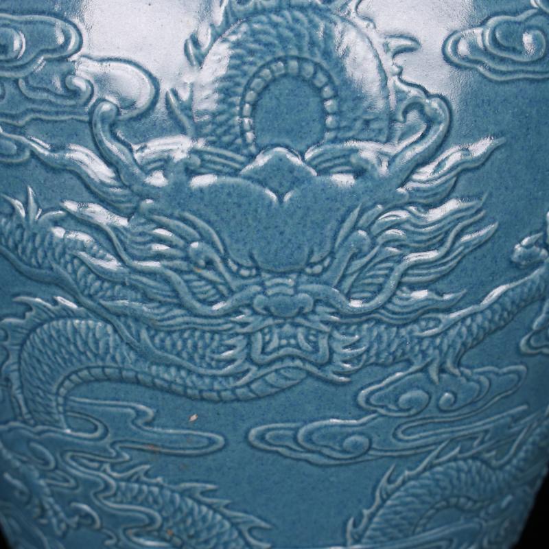 Jingdezhen and antique imitation the qing qianlong new system antique porcelain dragon embossment mei bottles of Chinese style classical decoration furnishing articles