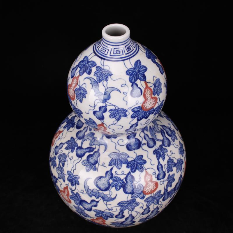 Jingdezhen vase imitation yongzheng antique blue - and - white youligong gourd vine branches of the reward bottle of Chinese style household decorative furnishing articles