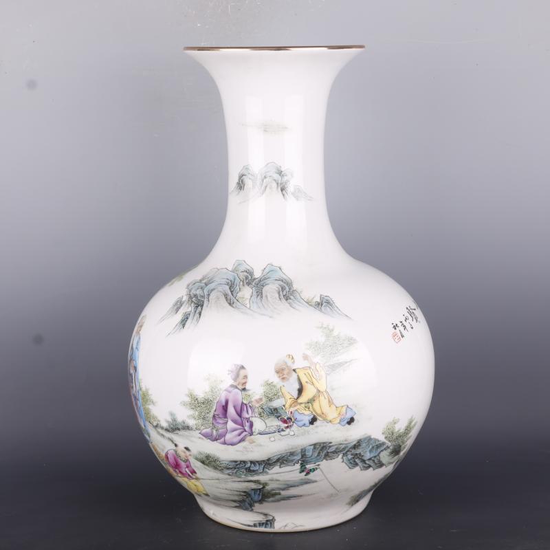 Antique Chinese porcelain floor home furnishing articles clear pastel prosperous flower grain vases, Antique curio collection