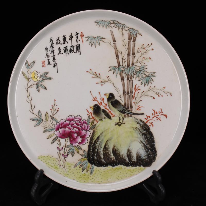 Jingdezhen imitation of the cultural revolution factory goods all porcelain enamel handpainted fine bamboo tea tray to peace compote Chinese style furnishing articles